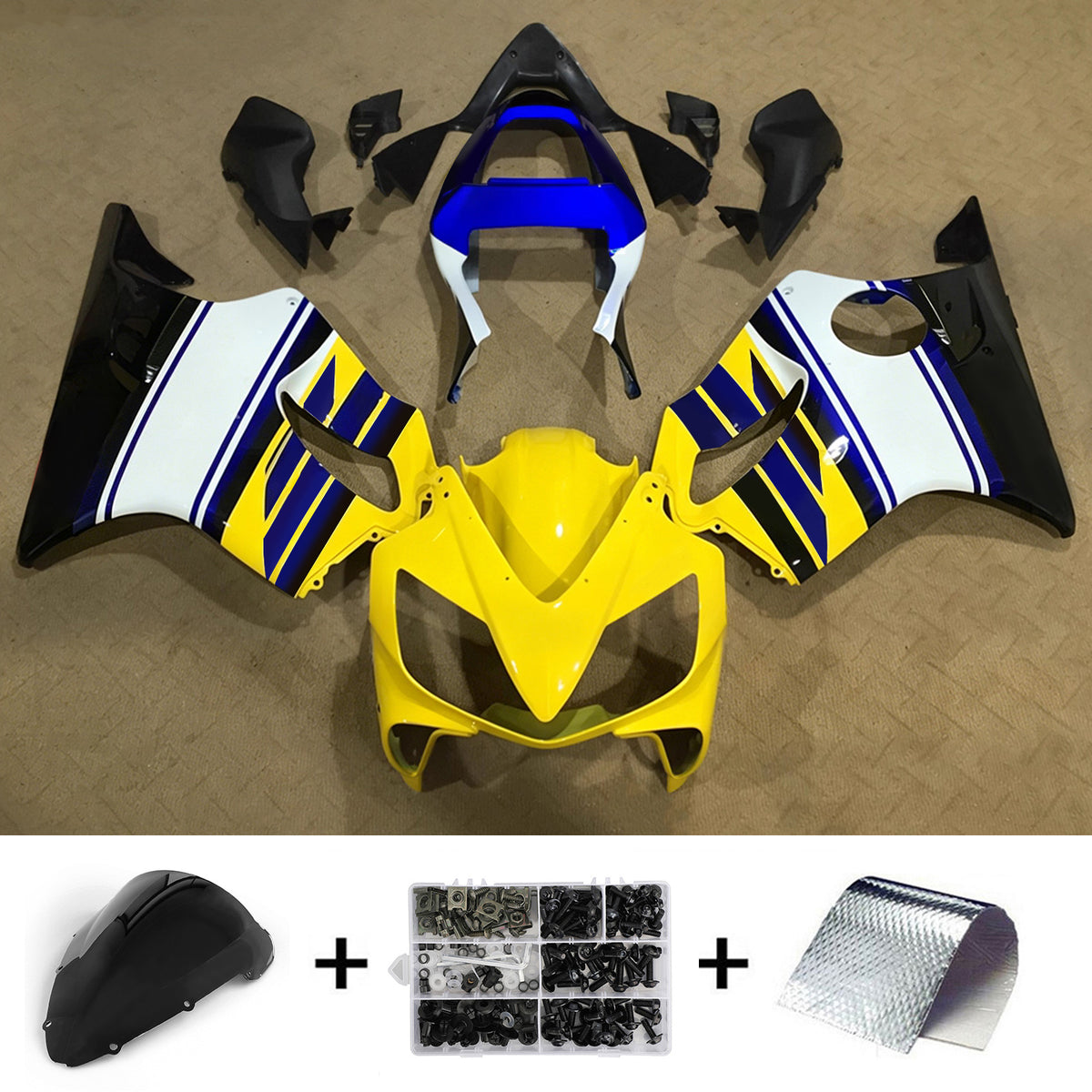 Amotopart 2001-2003 Honda CBR600 F4i Yellow Fairing Kit