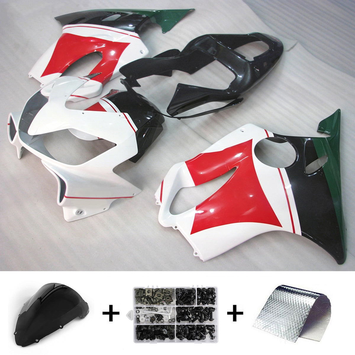 Amotopart 2001-2003 Honda CBR600 F4i White Red Black Fairing Kit