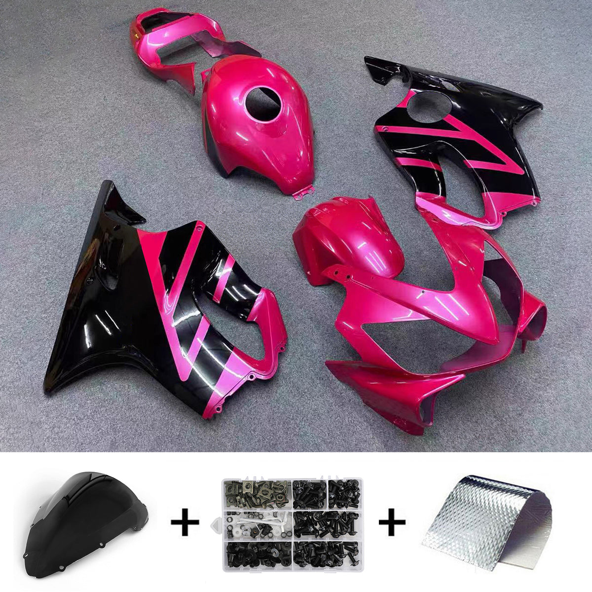 Amotopart 2001-2003 Honda CBR600 F4i Pink Black Fairing Kit
