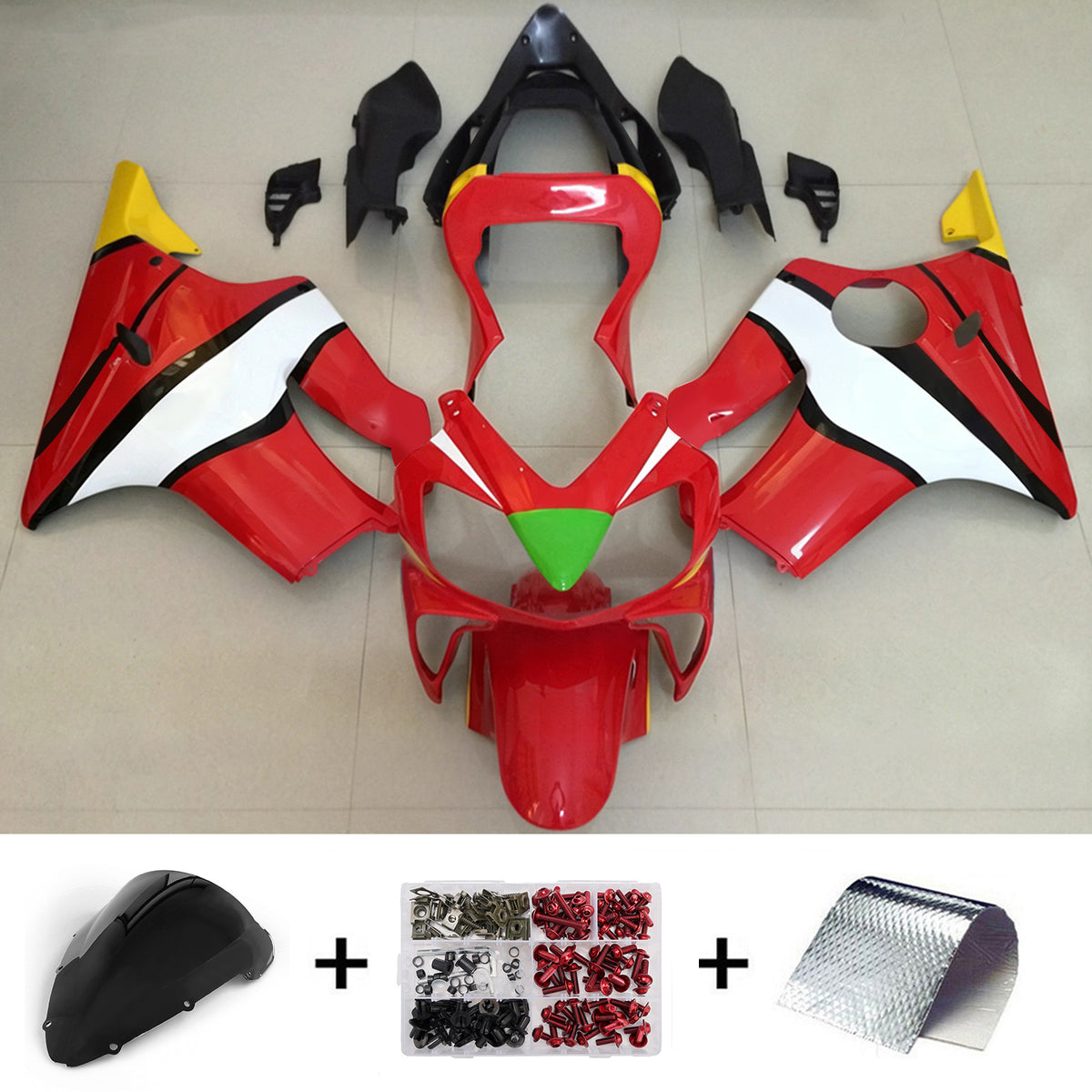 Amotopart 2001-2003 Honda CBR600 F4i Kit de carenado rojo blanco