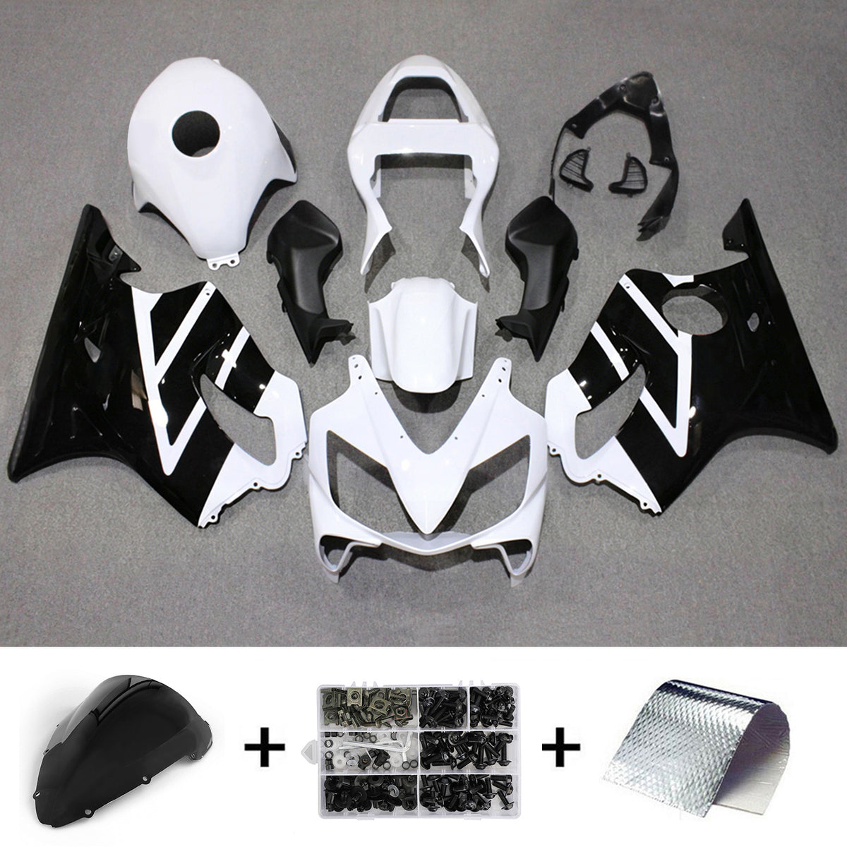 Amotopart 2001–2003 Honda CBR600 F4i Weiß Schwarz Verkleidungsset