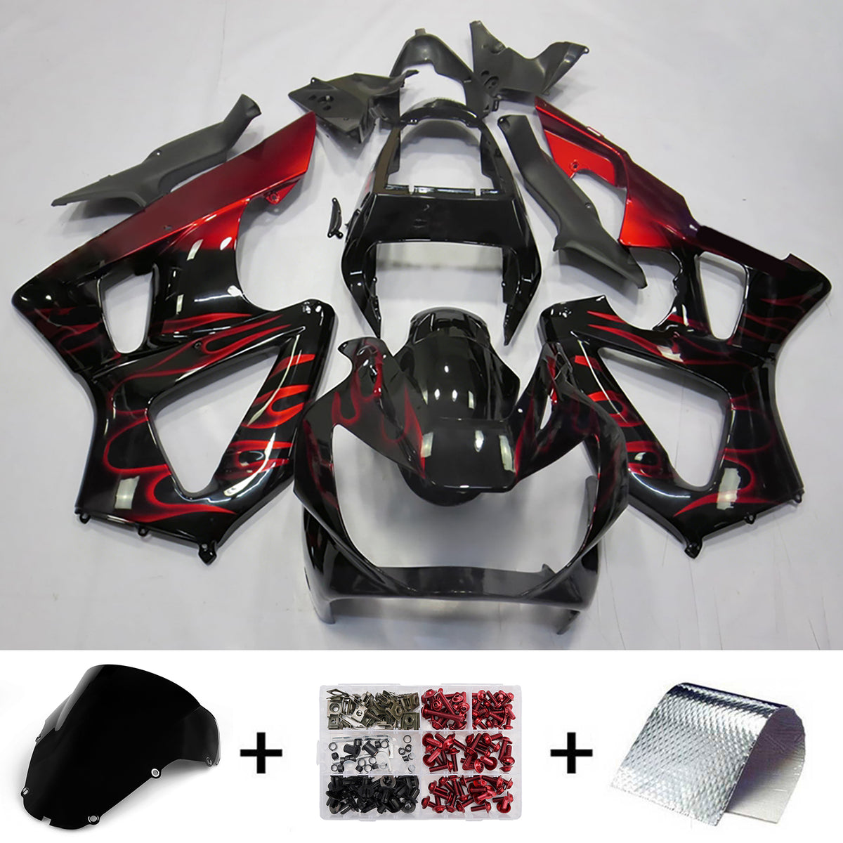 Amotopart 2000-2001 Honda CBR929RR Black Red Fairing Kit
