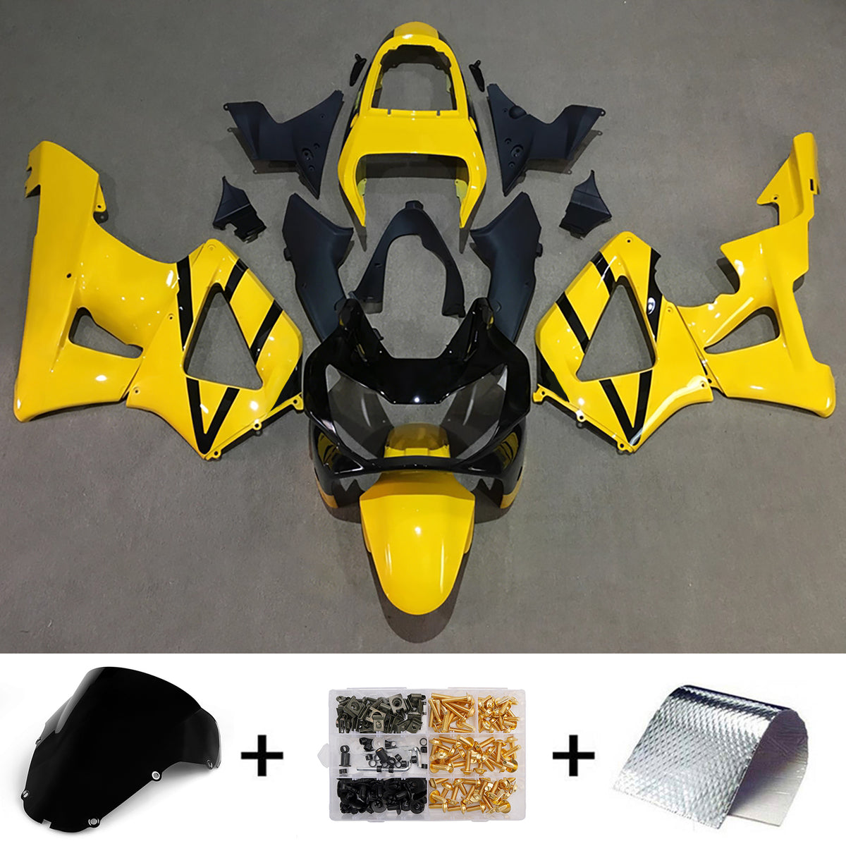 Kit carena Amotopart 2000-2001 Honda CBR929RR nero giallo