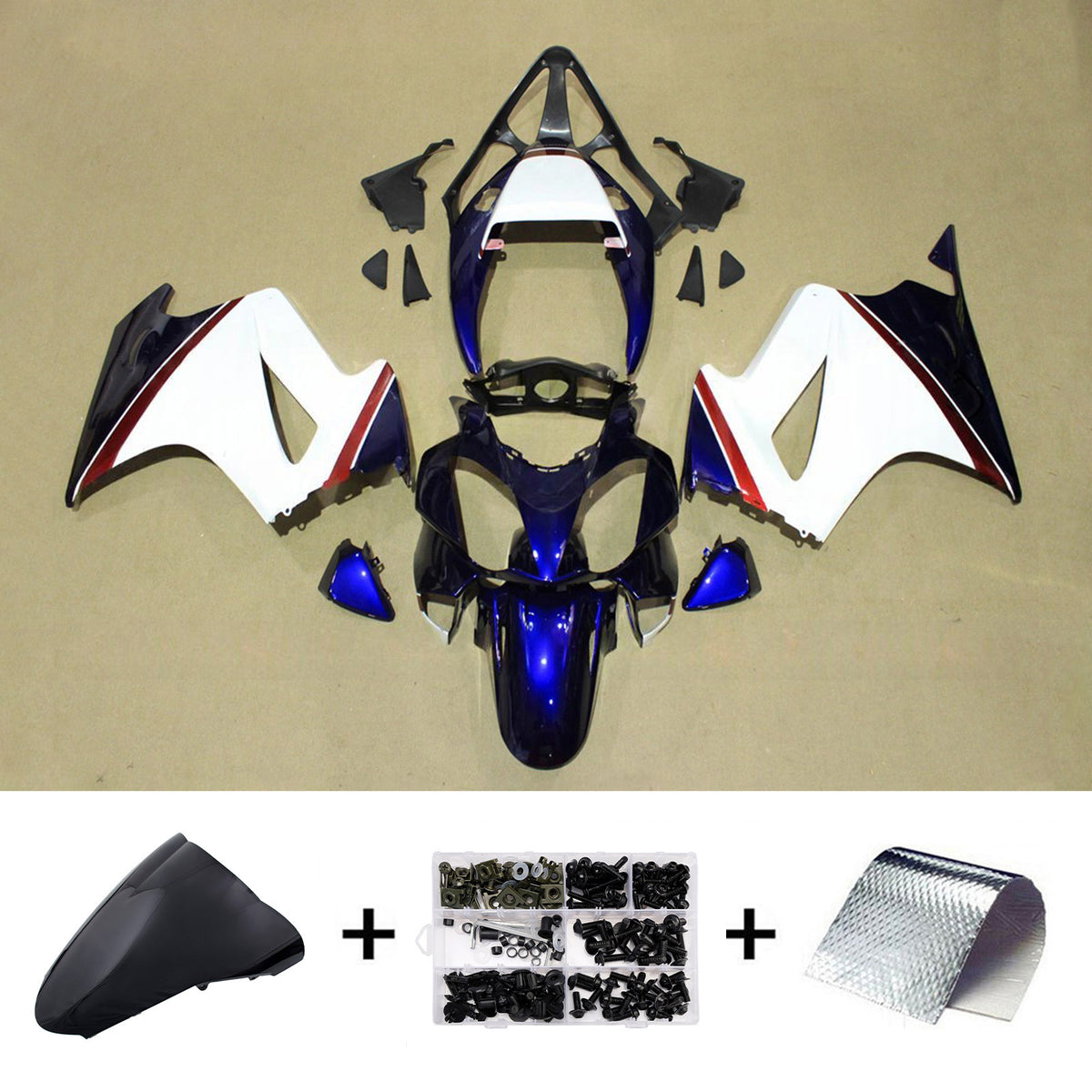 Amotopart 2002-2012 Honda VFR800 White Black Fairing Kit