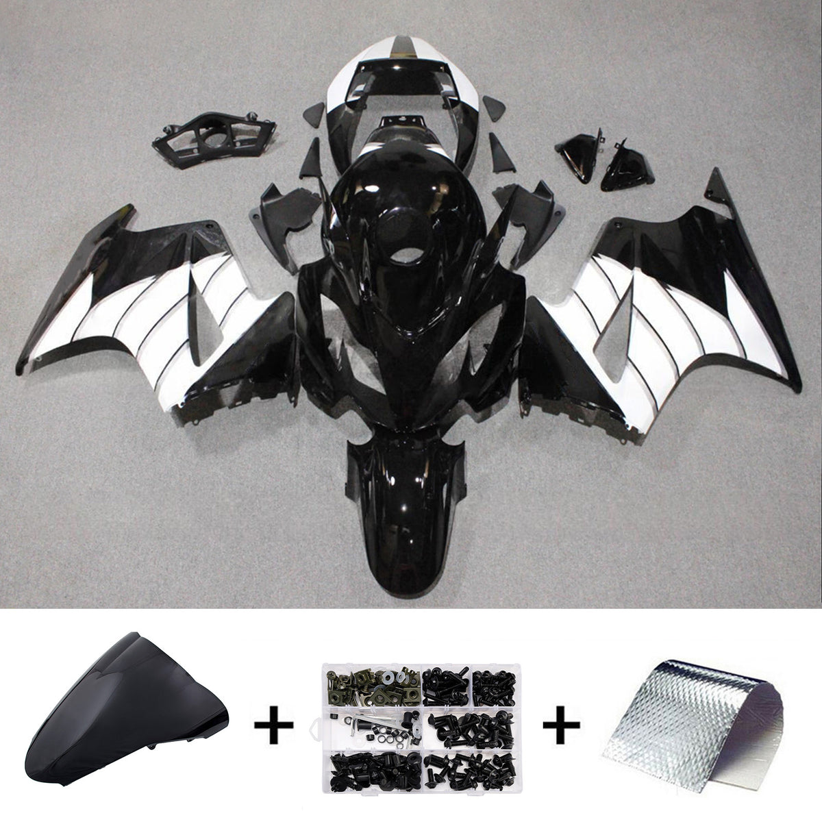 Amotopart 2002-2012 Honda VFR800 Black White Fairing Kit