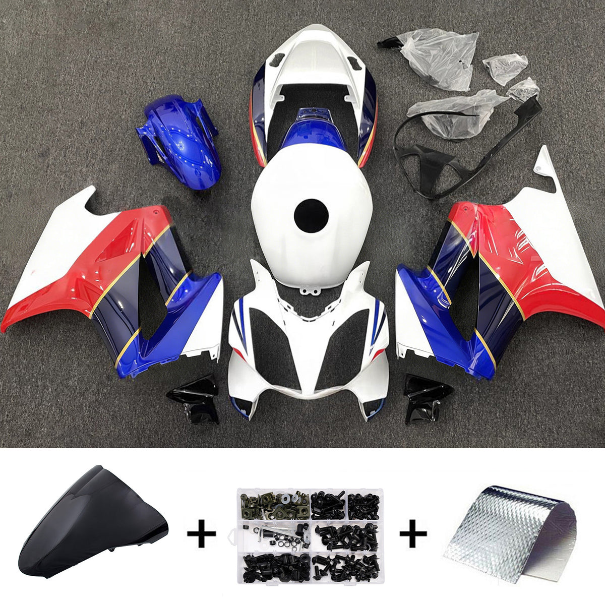 Amotopart 2002-2012 Honda VFR800 White Red Blue Fairing Kit
