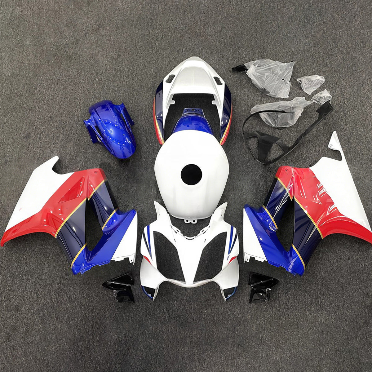 Amotopart 2002–2012 Honda VFR800 Weiß Rot Blau Verkleidungsset