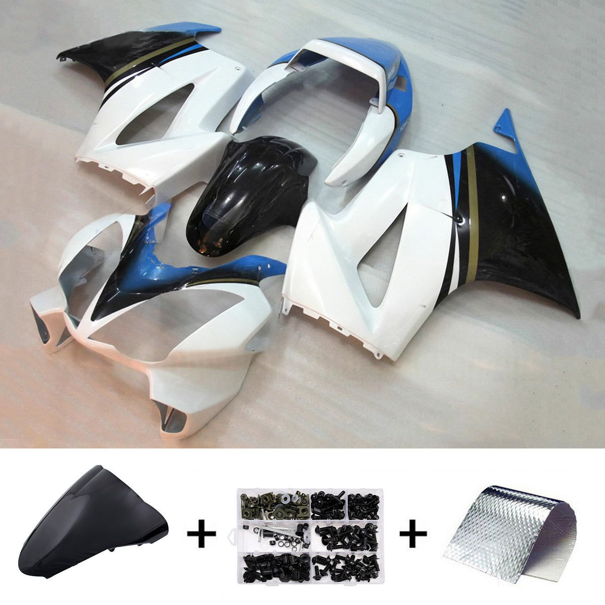 Amotopart 2002-2012 Honda VFR800 White Black Fairing Kit