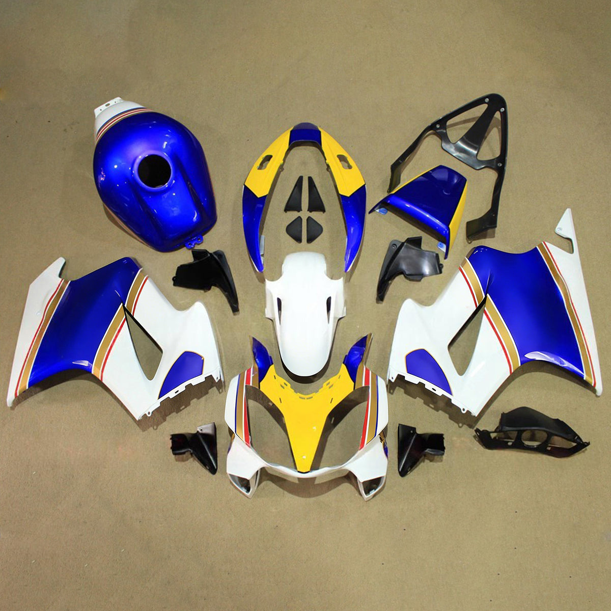 Amotopart 2002-2012 Honda VFR800 Blue Yellow White Fairing Kit