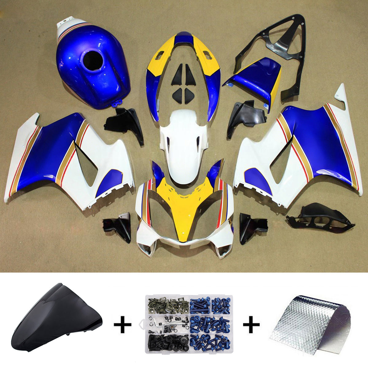 Amotopart 2002-2012 Honda VFR800 Blue Yellow White Fairing Kit