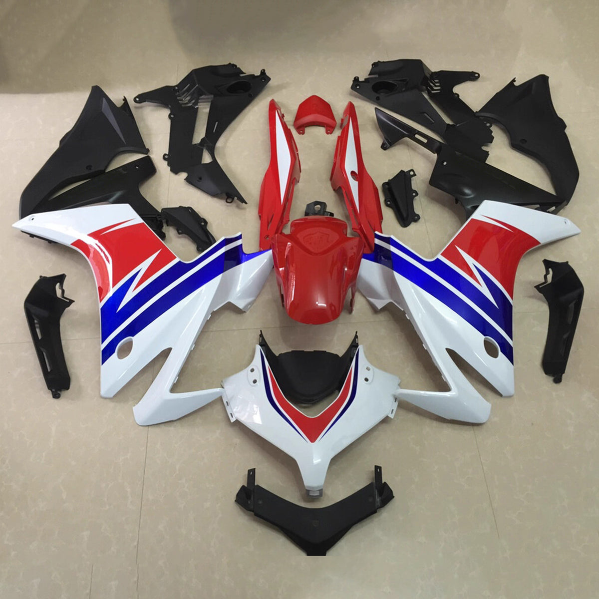 Kit de carenagem Amotopart 2013-2015 Honda CBR500R branco vermelho azul