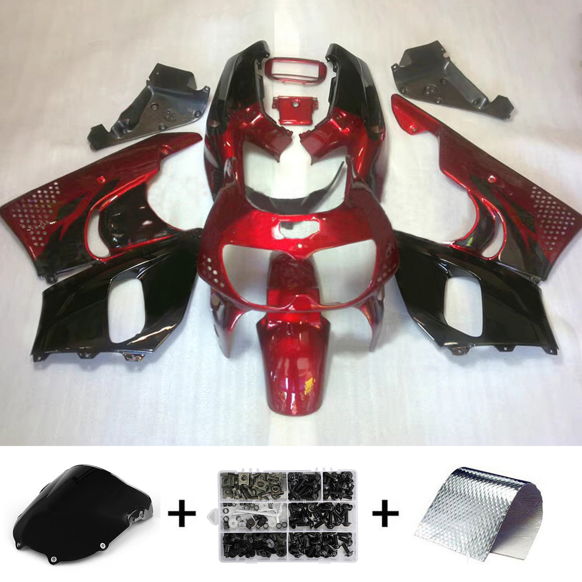 Amotopart 1992-1993 Kit carena Honda CBR900RR 893 nero rosso