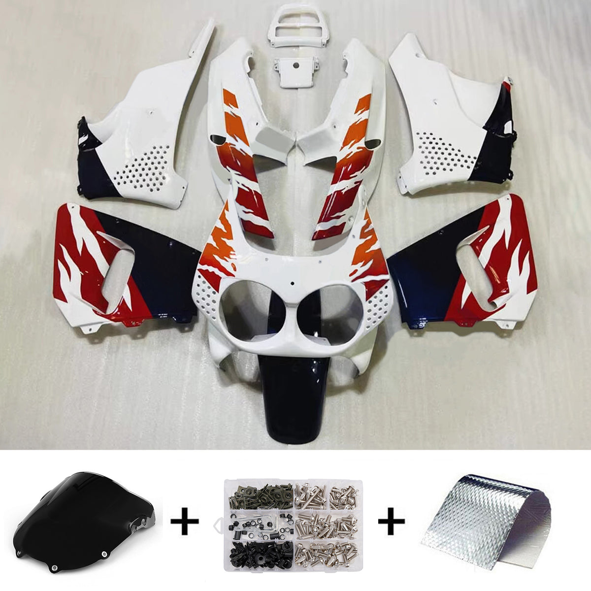 Amotopart 1992–1993 Honda CBR900RR 893 Weiß Rot Orange Verkleidungsset