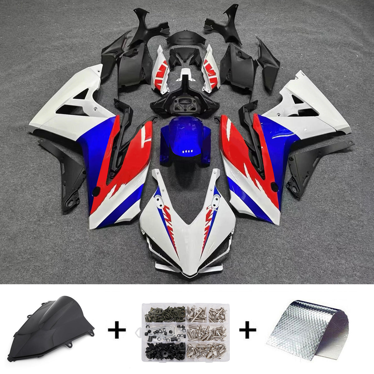 Amotopart 2024-2026 Honda CBR650R Kit de carenado azul blanco negro