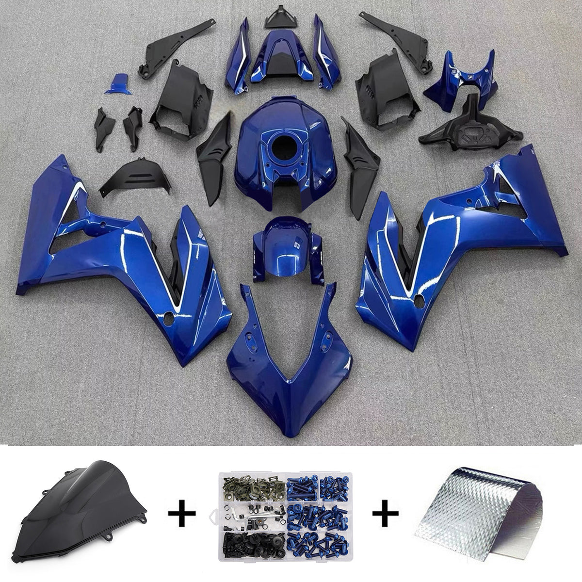 Amotopart 2024–2026 Honda CBR650R Schwarz Blau Grau Verkleidungsset