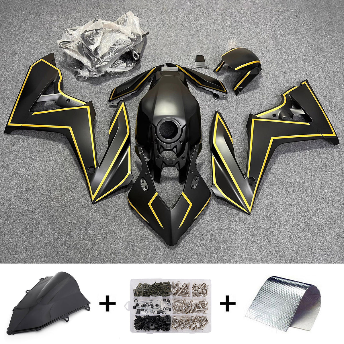 Amotopart 2024–2026 Honda CBR650R Grau Schwarz Gelb Gold Verkleidungsset