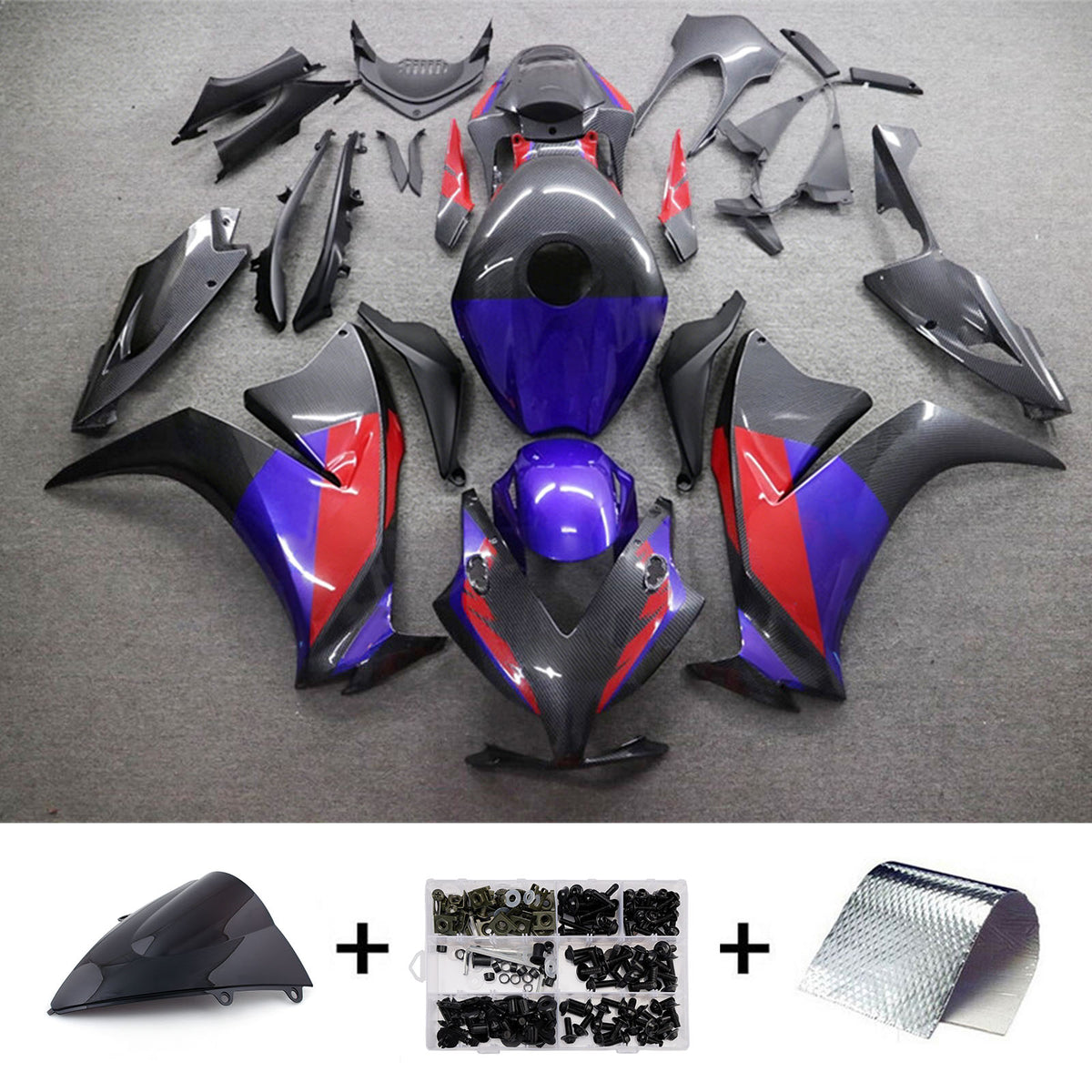 Amotopart 2012-2016 Honda CBR1000RR Carbon Fiber Pattern Fairing Kit