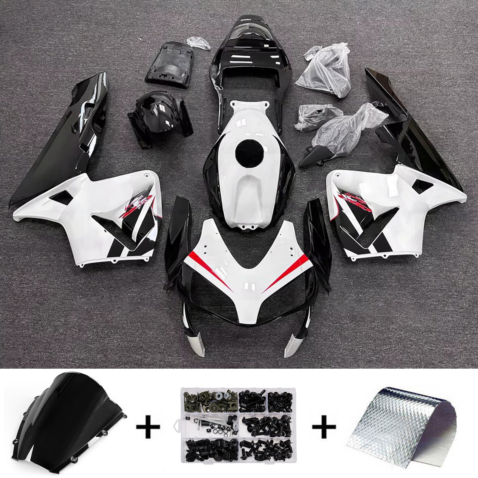 Amotopart 2003-2004 Honda CBR600RR White Black Red Fairing Kit