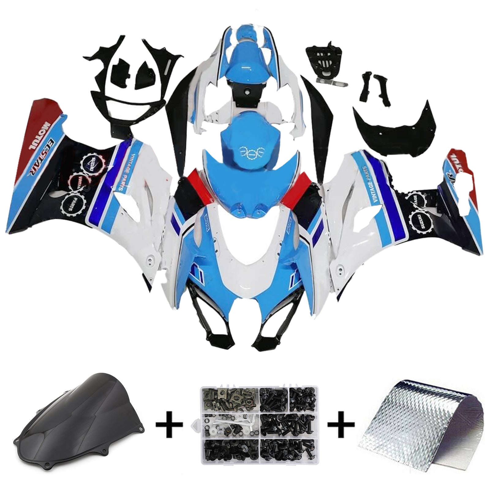 Amotopart 2017-2025 K17 GSXR1000 Suzuki Blue&White Fairing Kit
