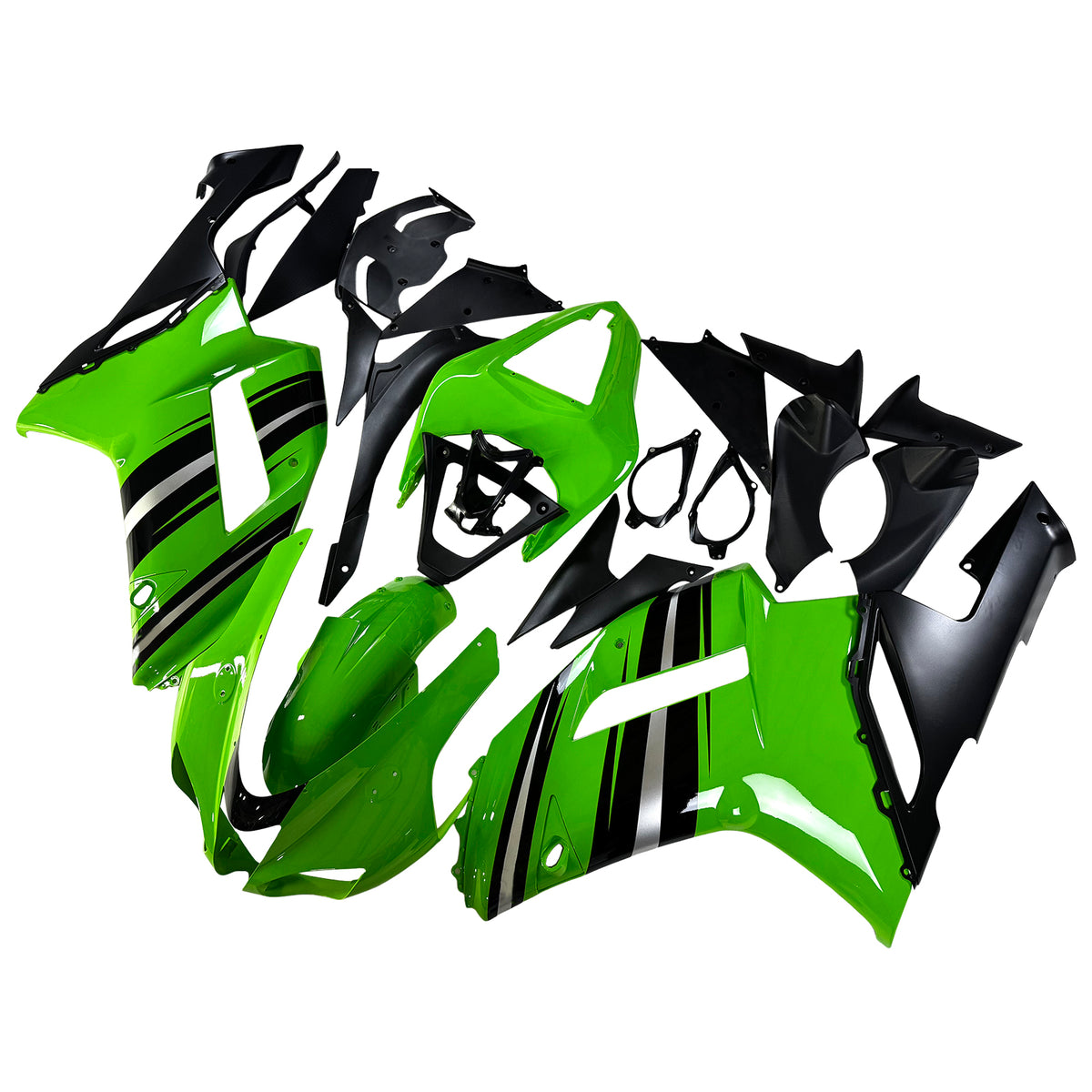 Amotopart 2007-2008 Kawasaki ZX-6R 636 Bílá Zelená Černá Sada kapotáže