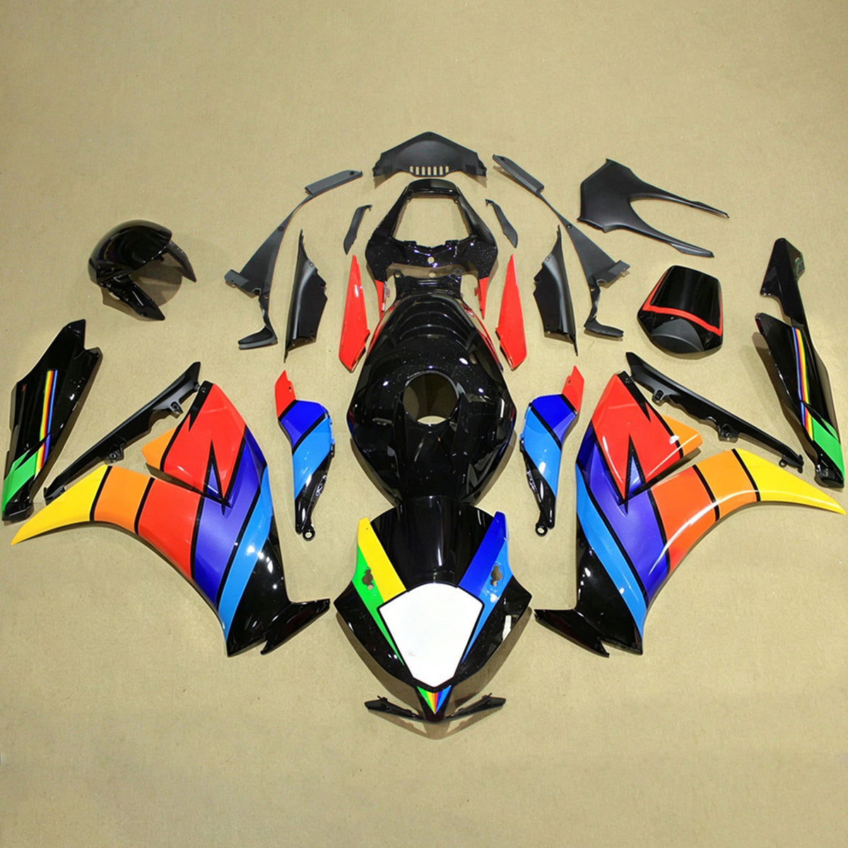 Amotopart 2012-2016 Honda CBR1000RR Rainbow Black Fairing Kit