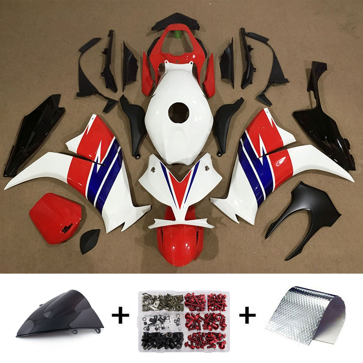 Amotopart 2012-2016 Honda CBR1000RR White Red Fairing Kit
