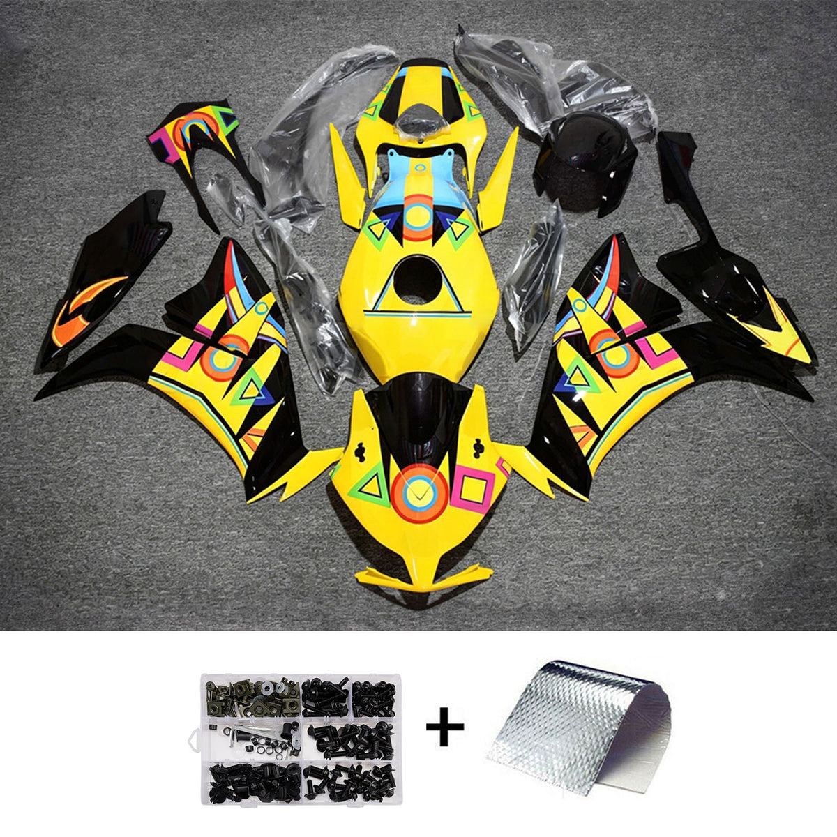Amotopart 2012-2016 Honda CBR1000RR Yellow Black Fairing Kit