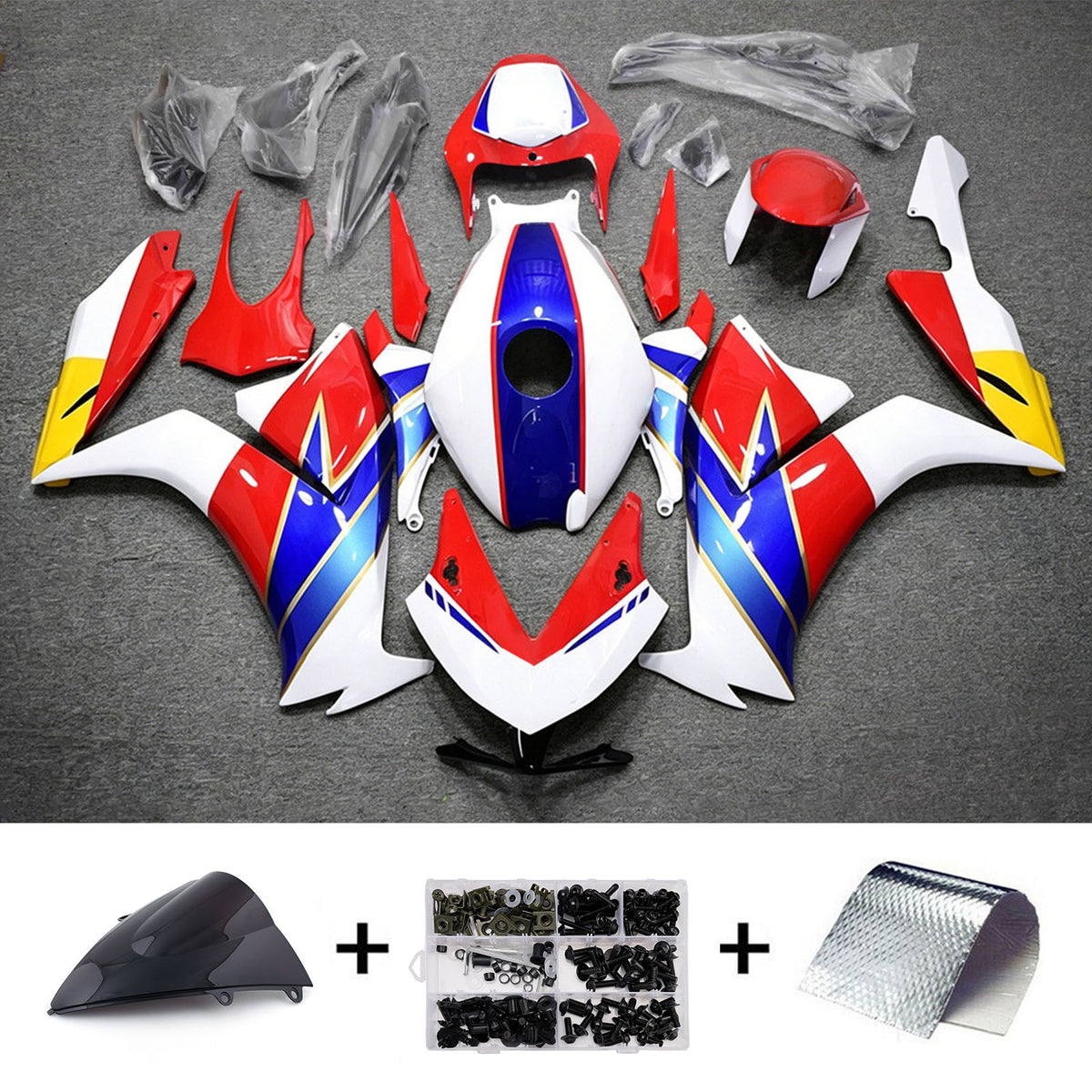 Amotopart 2012-2016 Honda CBR1000RR White Red Blue Fairing Kit