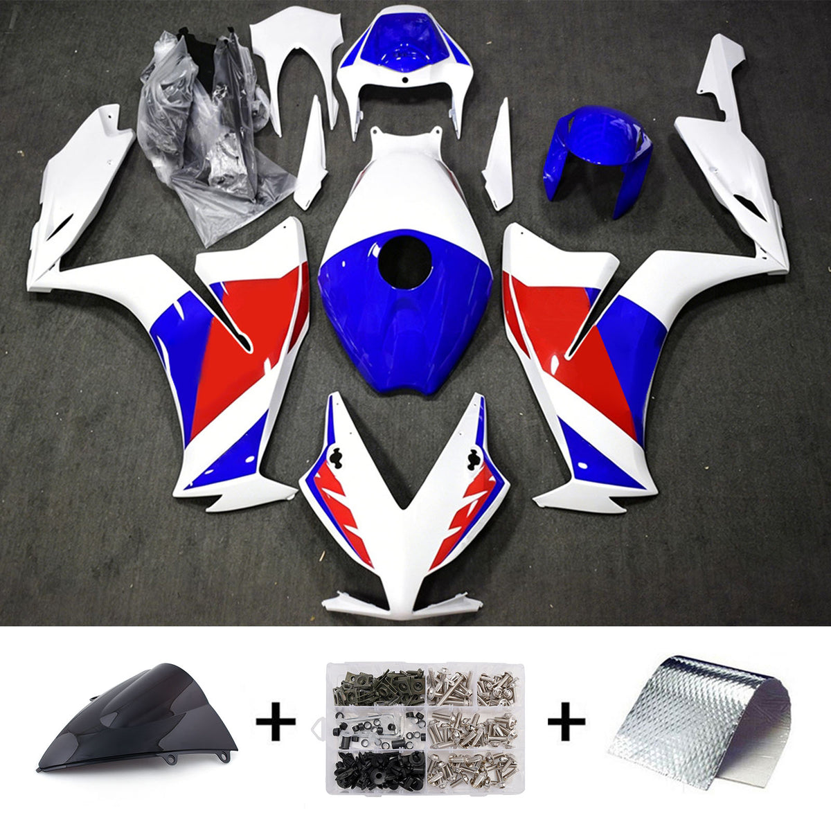 Amotopart 2012-2016 Honda CBR1000RR White Blue Red Fairing Kit