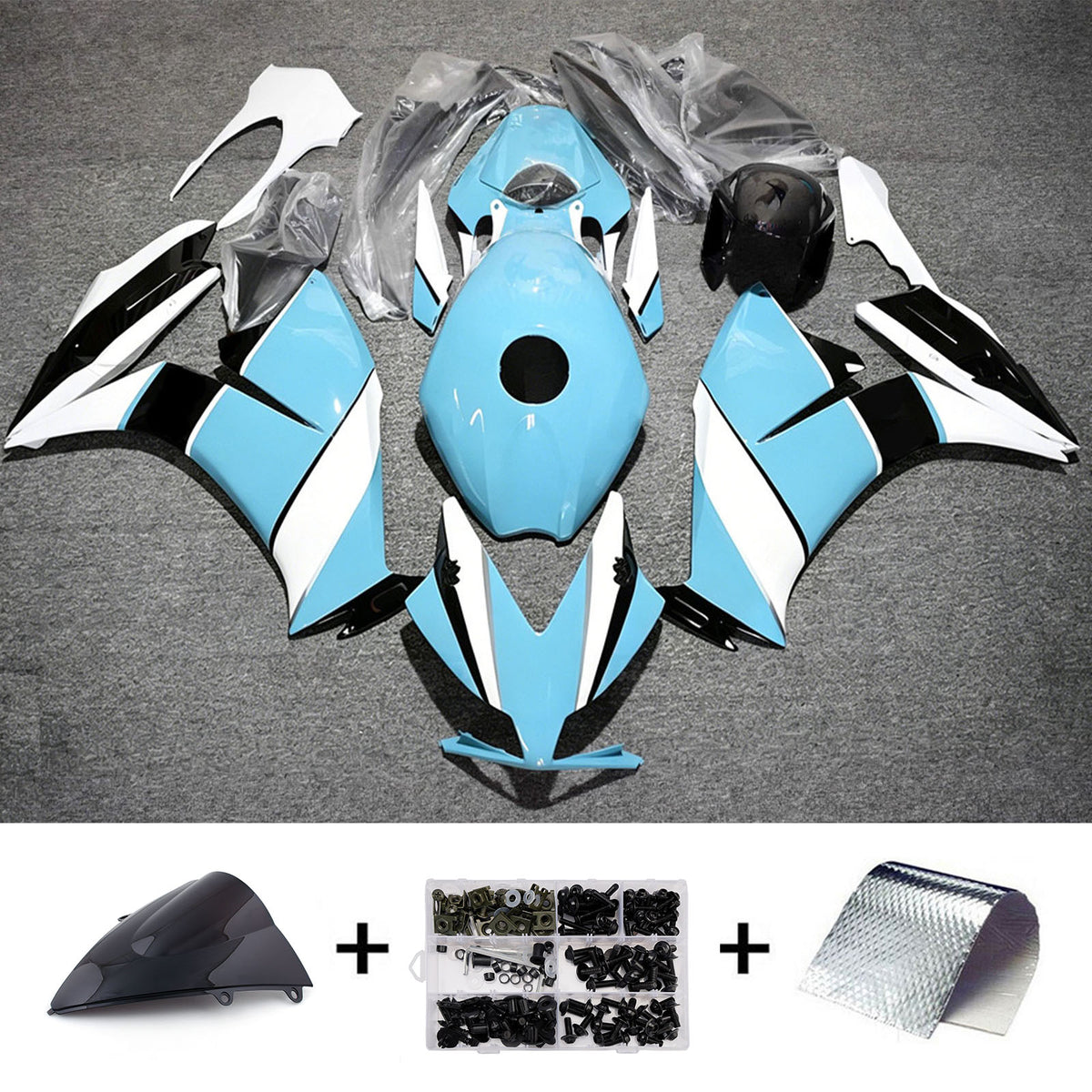 Amotopart 2012-2016 Honda CBR1000RR Kit de carenado azul blanco