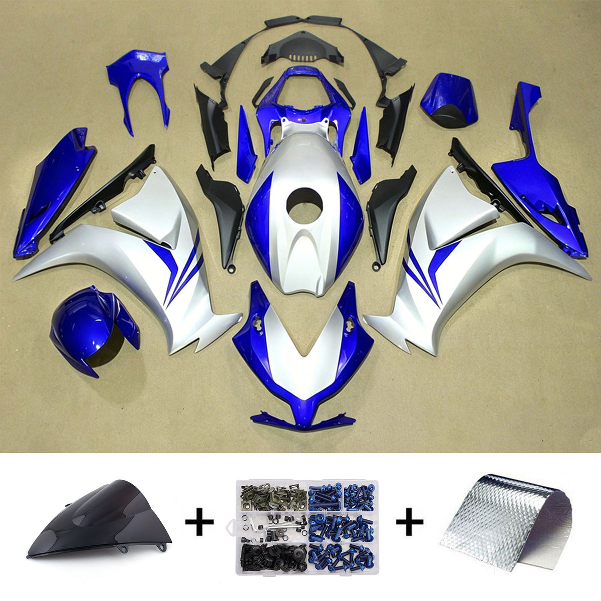 Amotopart 2012-2016 Honda CBR1000RR White Blue Fairing Kit