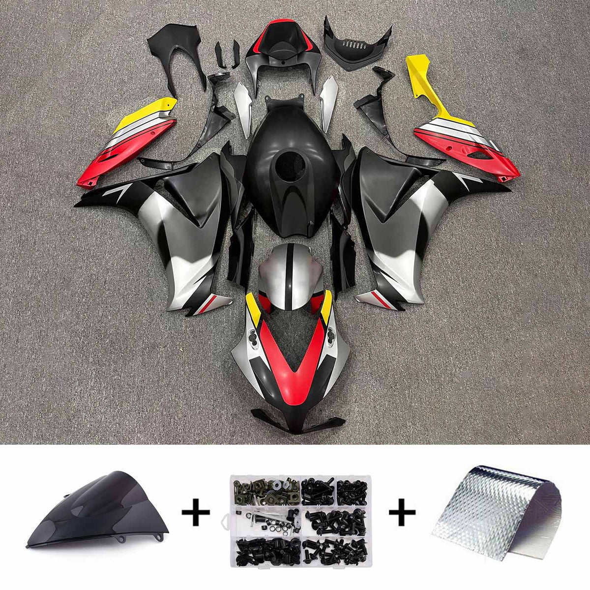 Amotopart 2012-2016 Honda CBR1000RR Black Silver Fairing Kit