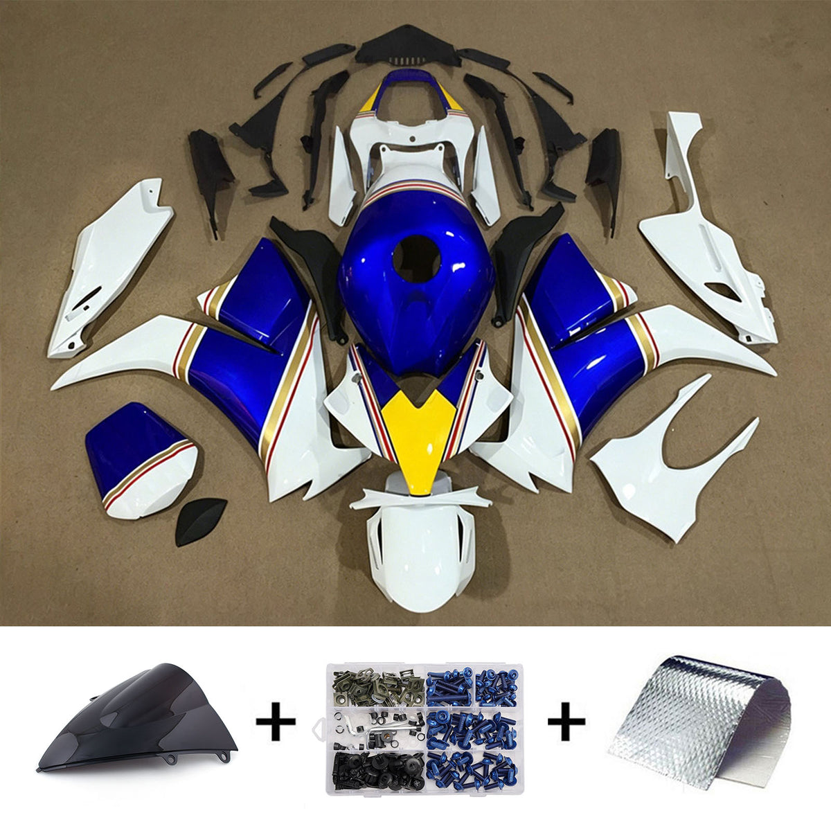 Amotopart 2012-2016 Honda CBR1000RR White Blue Fairing Kit
