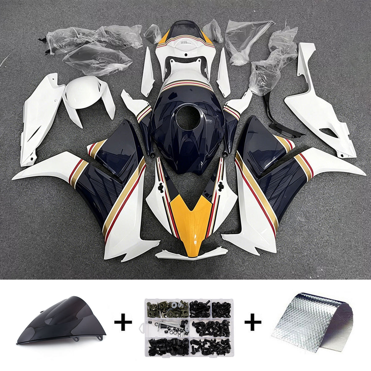 Amotopart 2012–2016 Honda CBR1000RR Weiß Schwarz Verkleidungsset