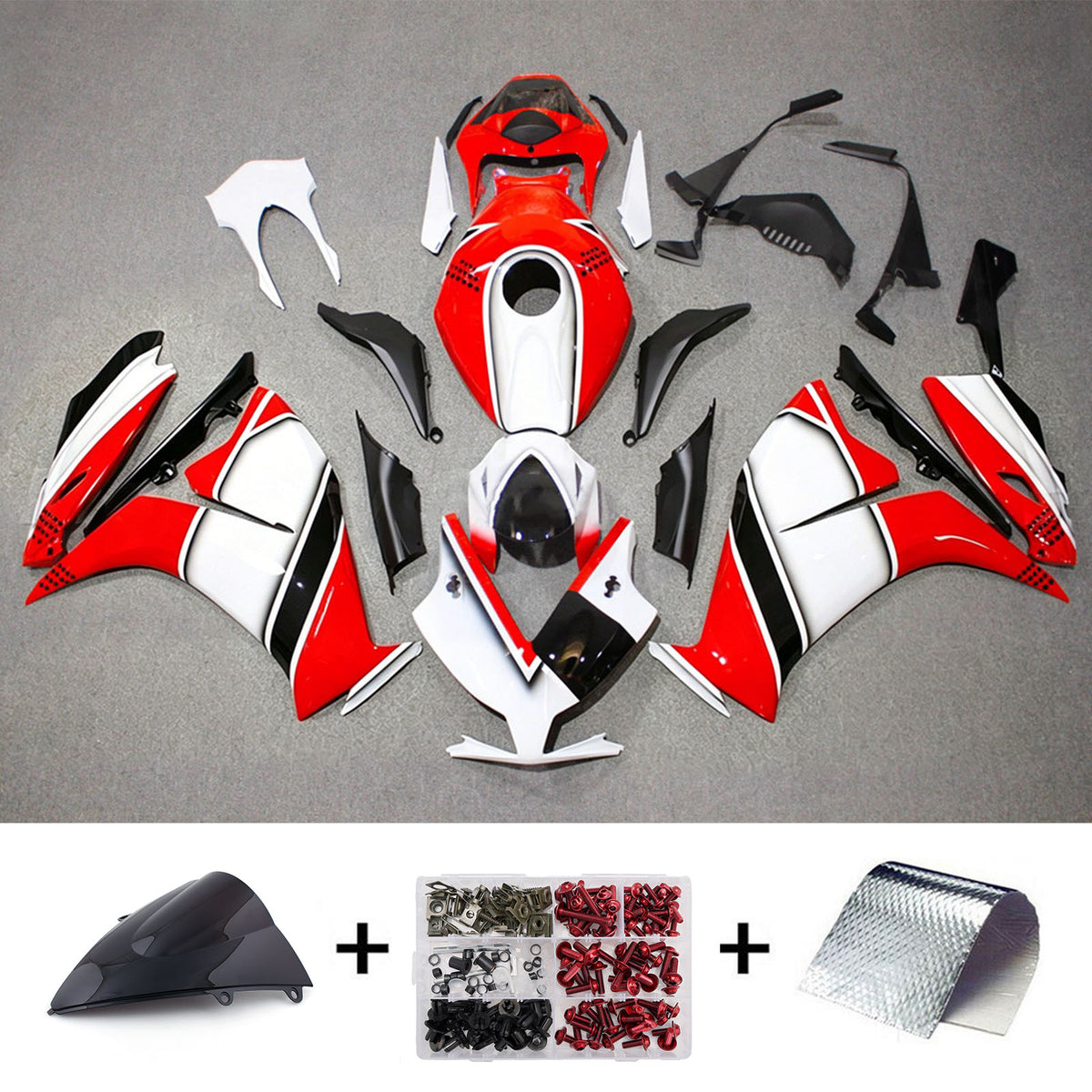 Amotopart 2012-2016 Honda CBR1000RR White Red Fairing Kit
