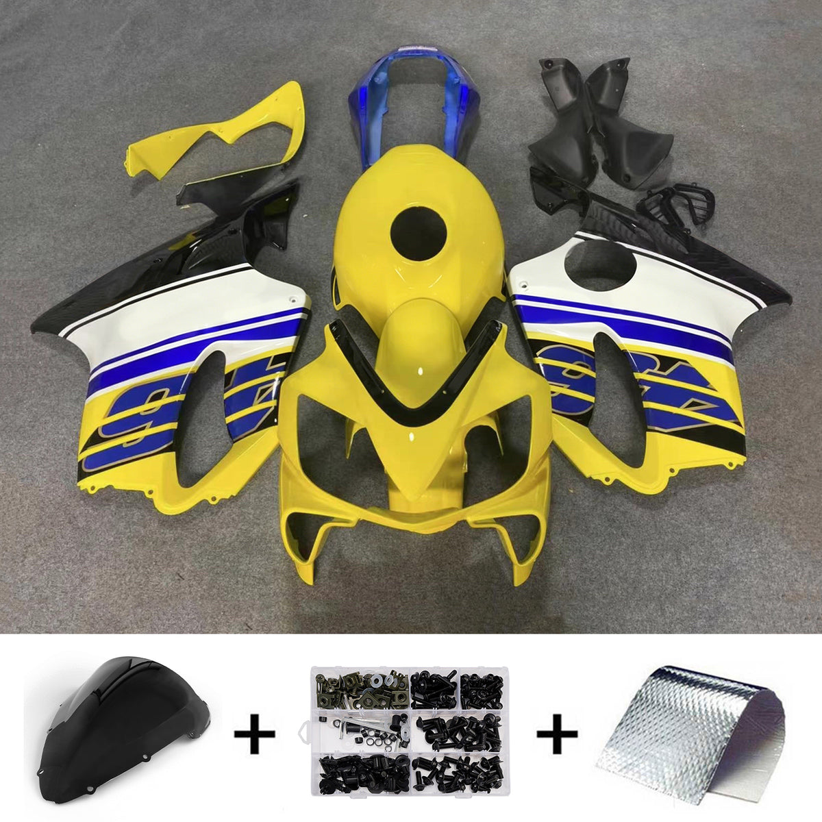 Amotopart 2004–2007 Honda CBR600 F4i Gelbes Verkleidungsset