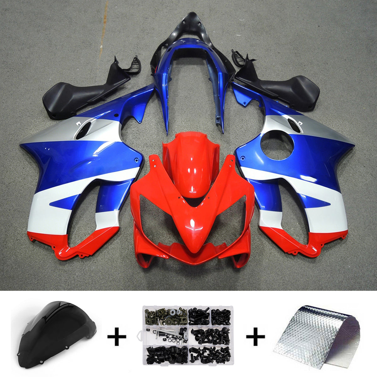 Zestaw owiewek Amotopart 2004-2007 Honda CBR600 F4i Niebieski Czerwony Srebrny