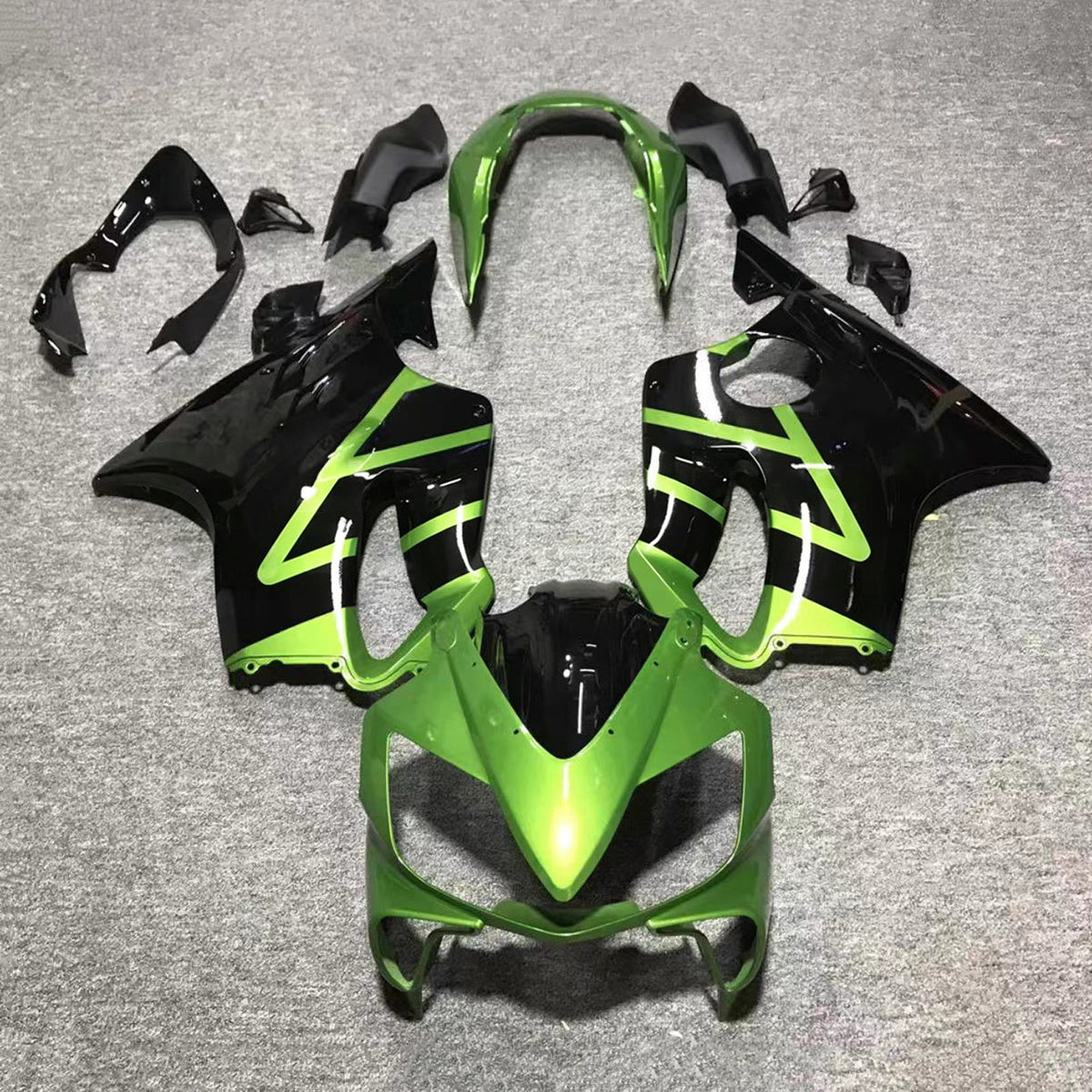 Amotopart 2004-2007 Honda CBR600 F4i Black Green Fairing Kit