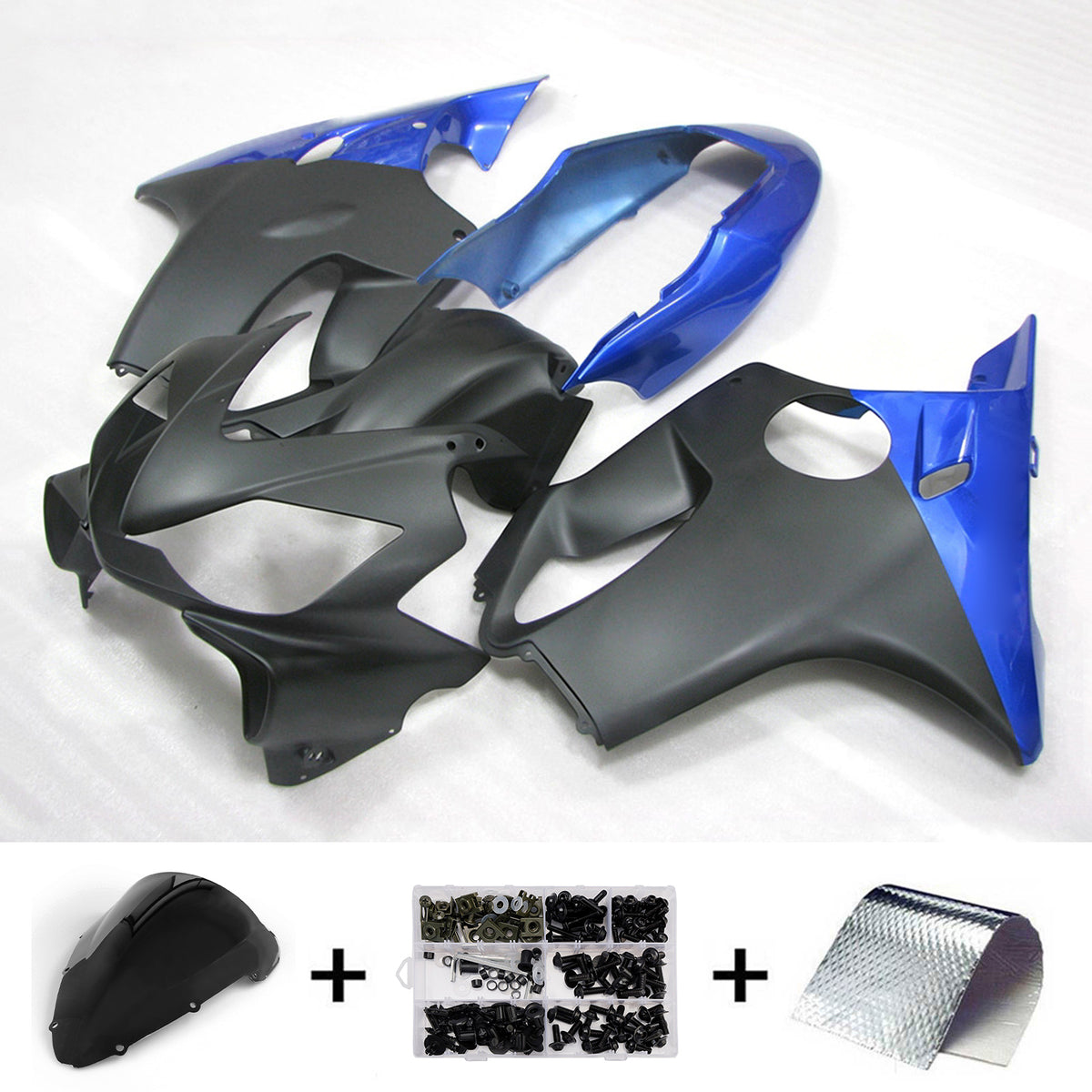 Amotopart 2004–2007 Honda CBR600 F4i Schwarz Blau Verkleidungsset