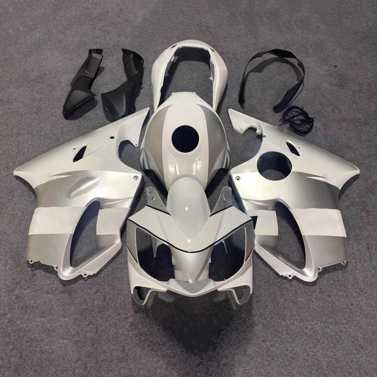 Amotopart 2004-2007 Honda CBR600 F4i White Silver Fairing Kit