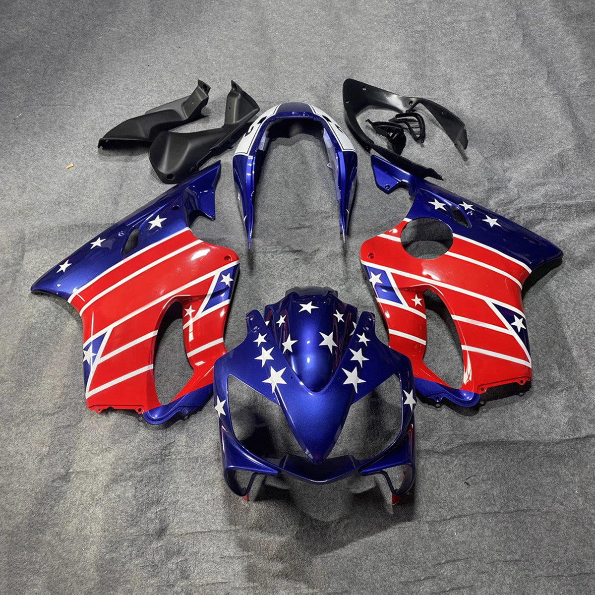 Amotopart 2004-2007 ホンダ CBR600 F4i ブルーレッドフェアリングキット
