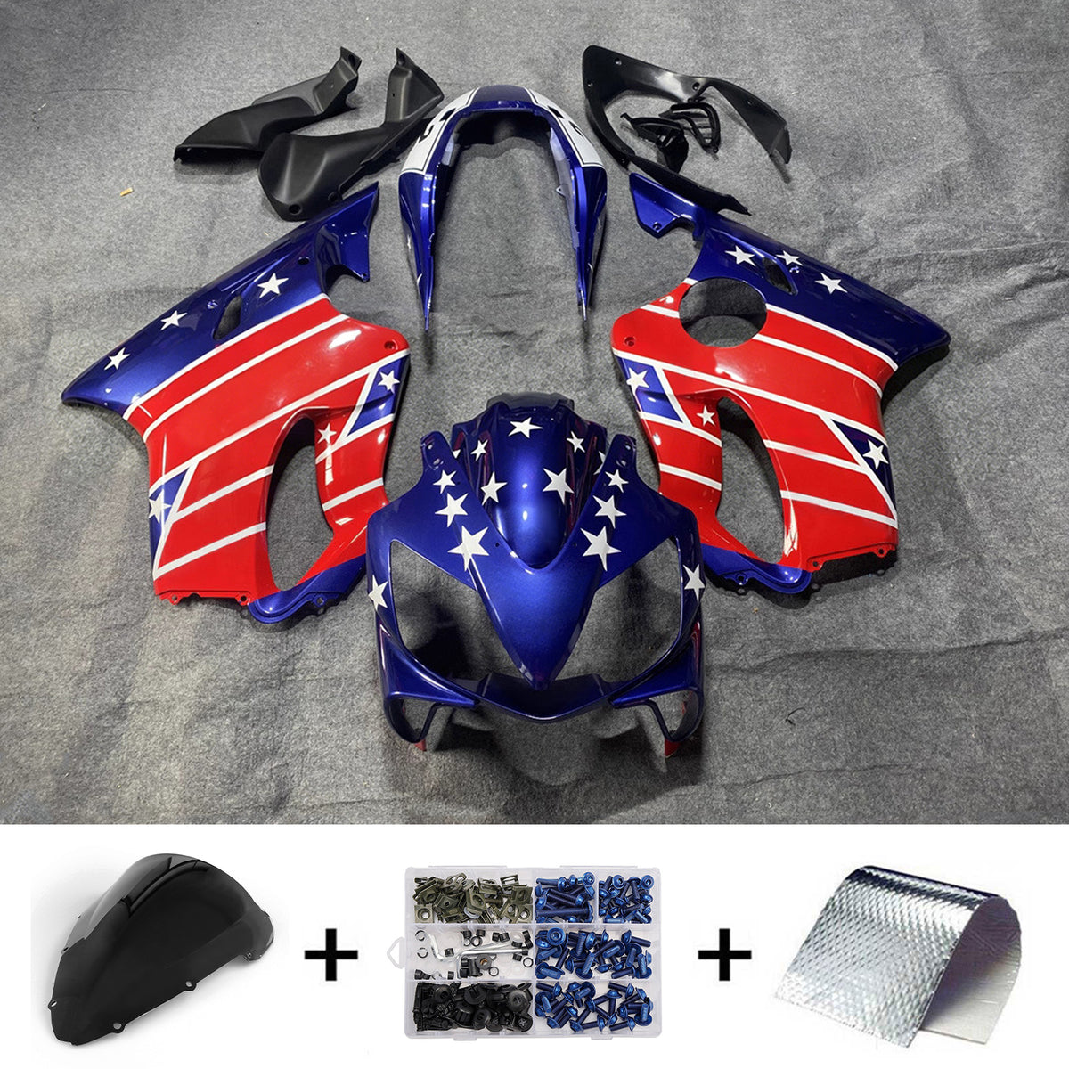 Amotopart 2004-2007 Honda CBR600 F4i Blue Red Fairing Kit