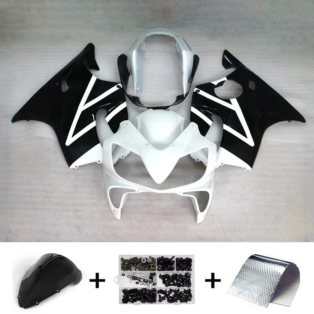 Amotopart 2004–2007 Honda CBR600 F4i Weiß Schwarz Verkleidungsset