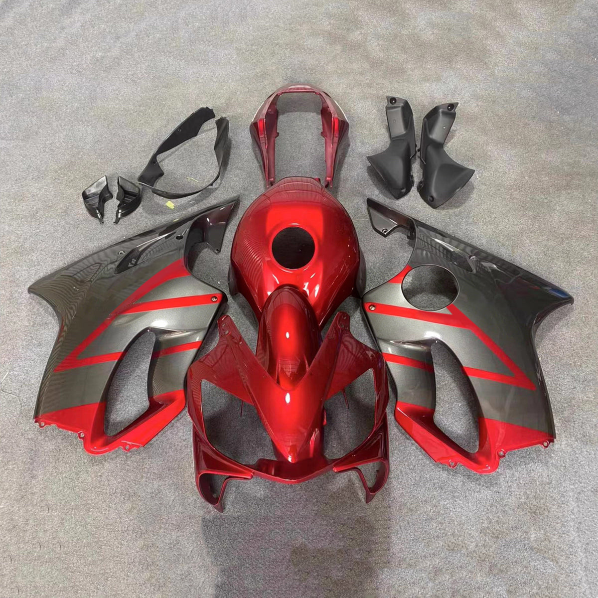 Amotopart 2004-2007 Honda CBR600 F4i Red Grey Fairing Kit