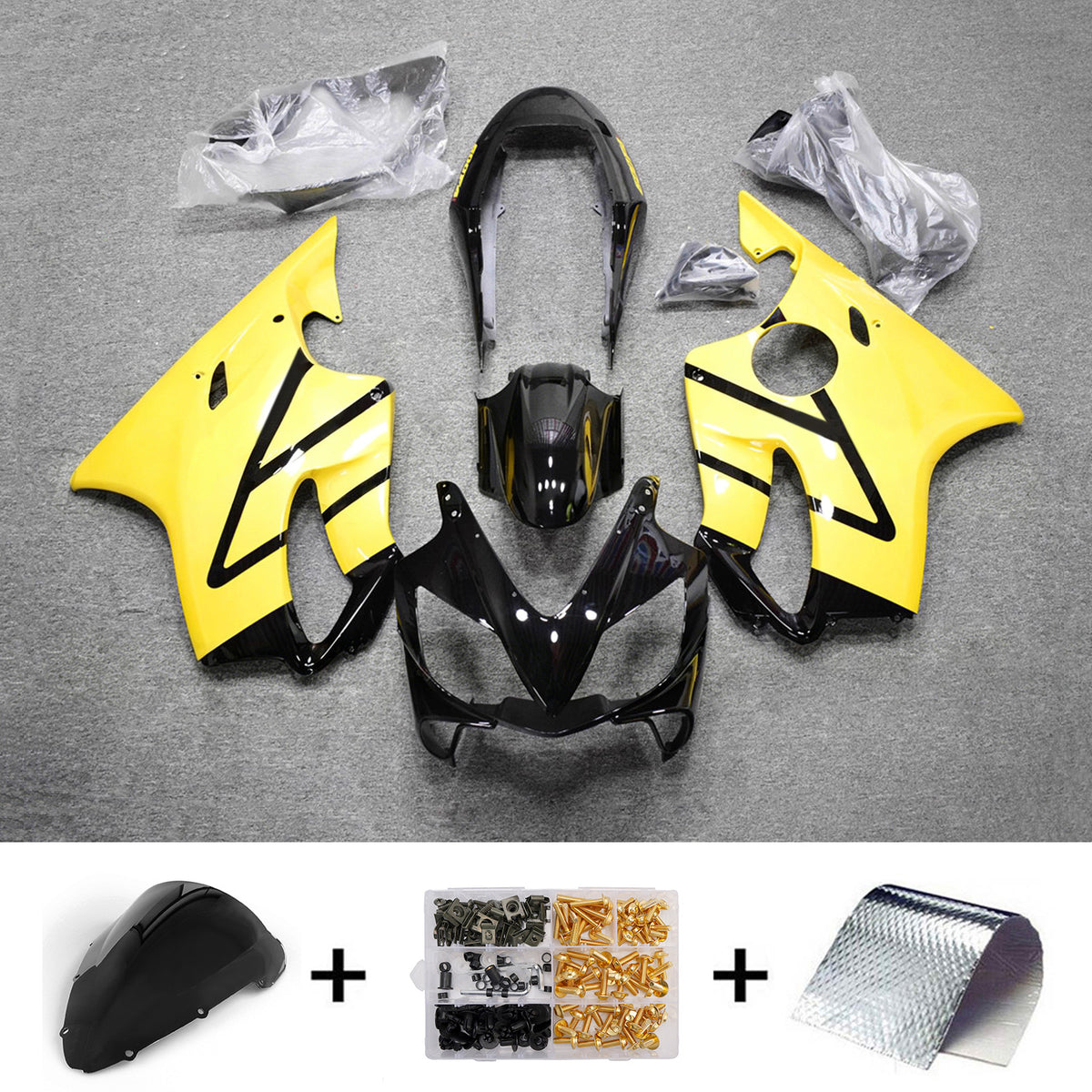 Amotopart 2004-2007 Honda CBR600 F4i Yellow Black Fairing Kit