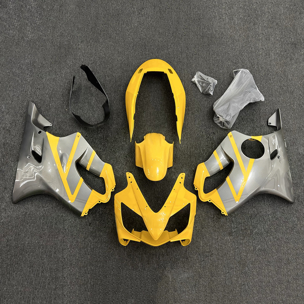 Kit de carenagem Amotopart 2004-2007 Honda CBR600 F4i amarelo prata