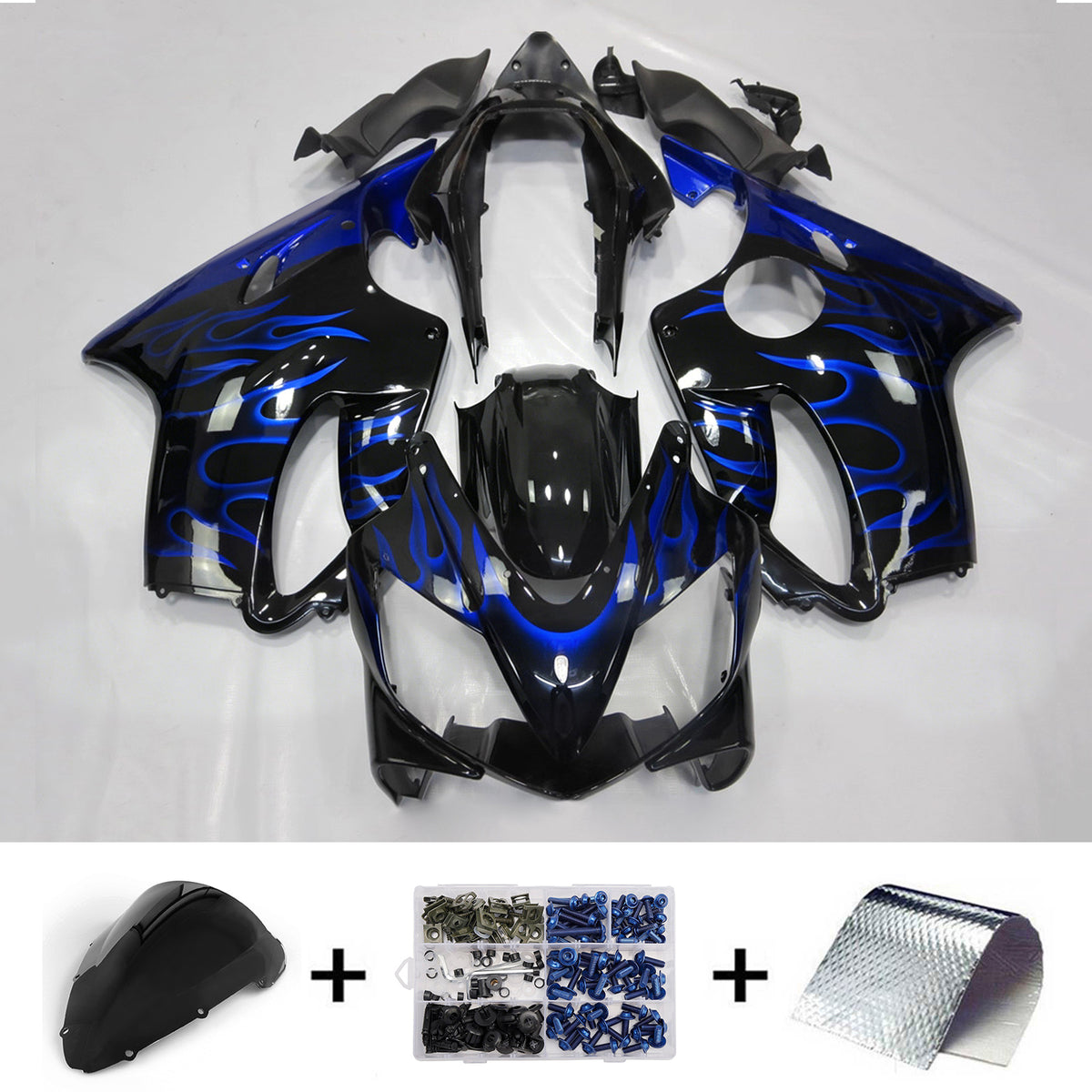 Amotopart 2004–2007 Honda CBR600 F4i Schwarz Blau Verkleidungsset