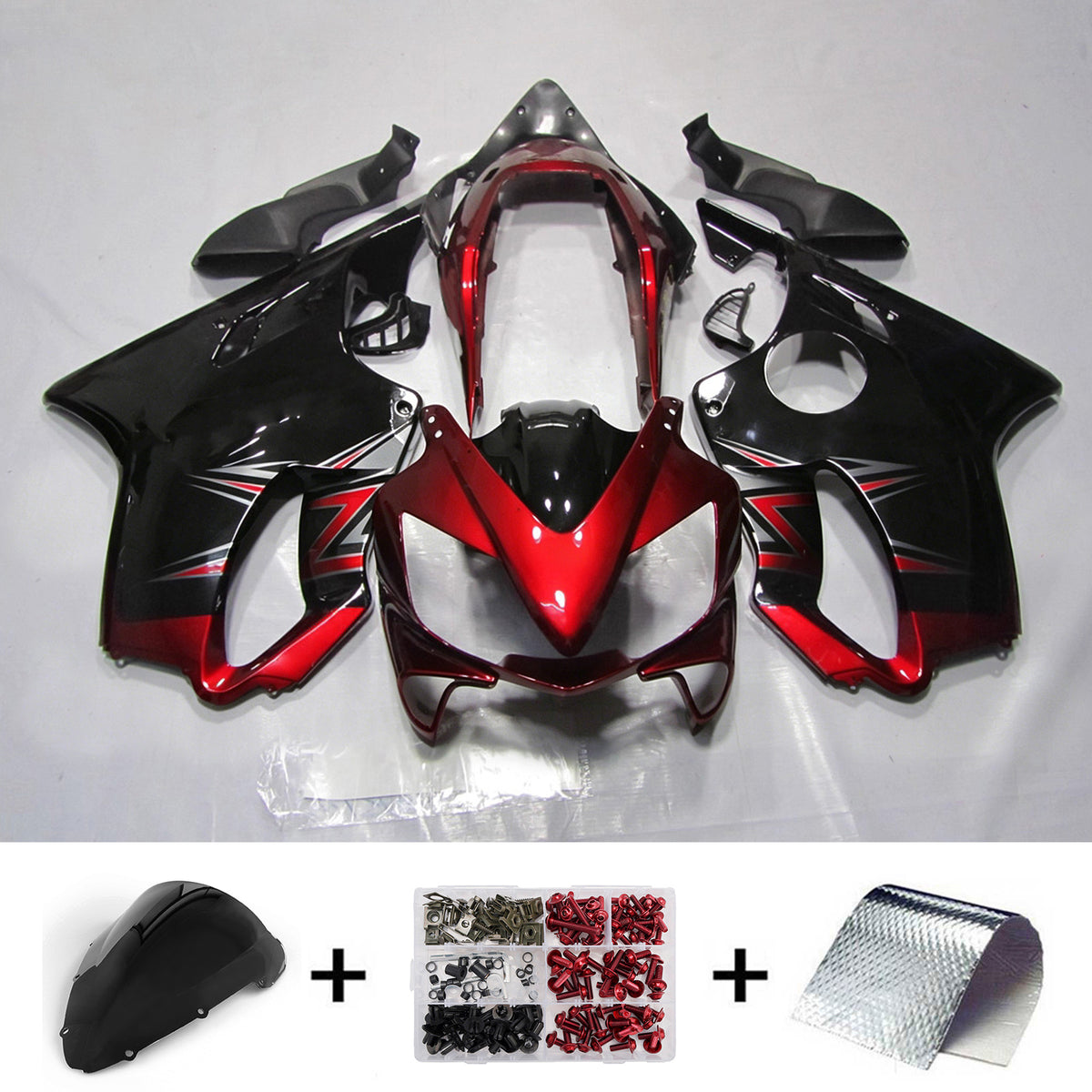 Amotopart 2004–2007 Honda CBR600 F4i Schwarz Rot Verkleidungsset
