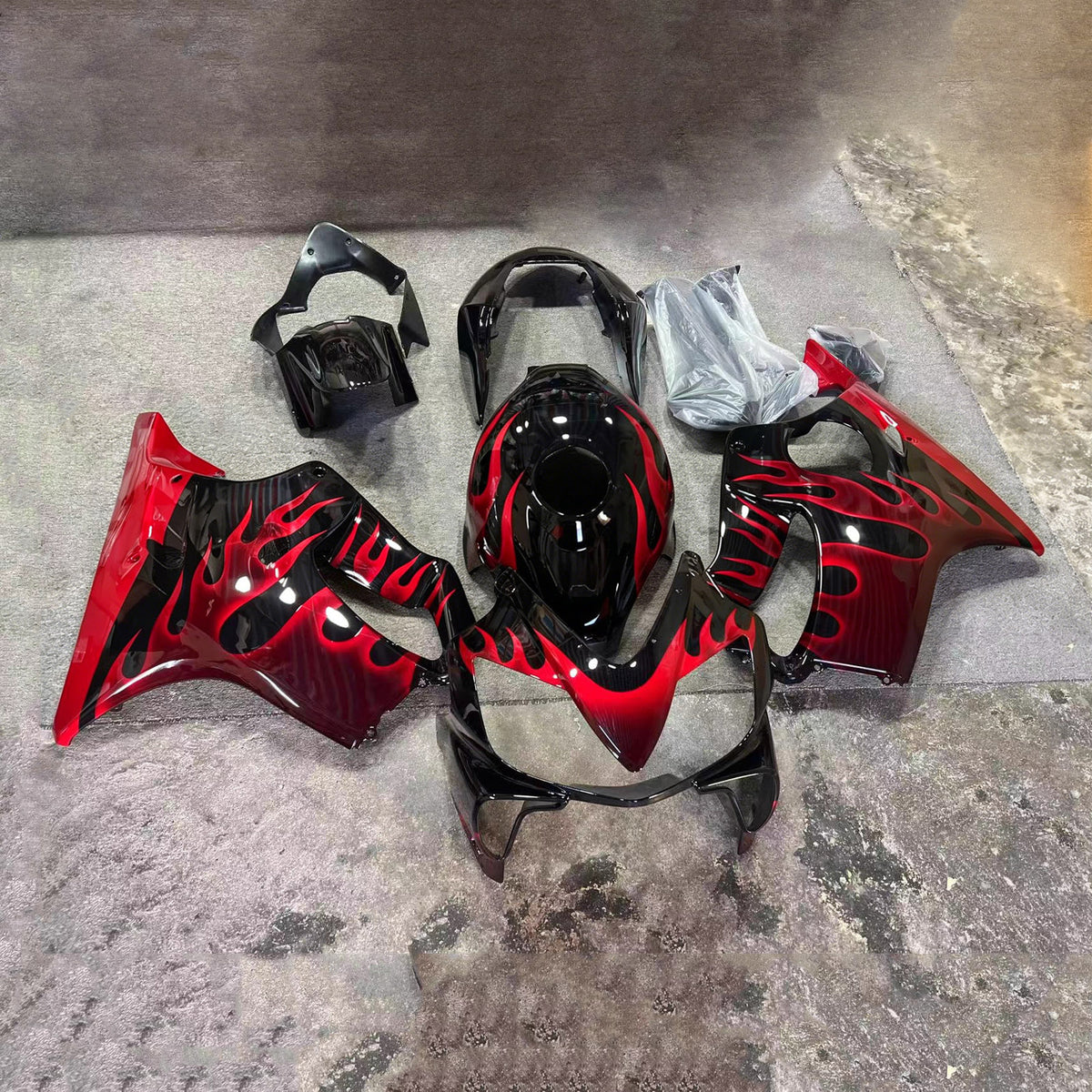 Amotopart 2004–2007 Honda CBR600 F4i Schwarz Rot Verkleidungsset
