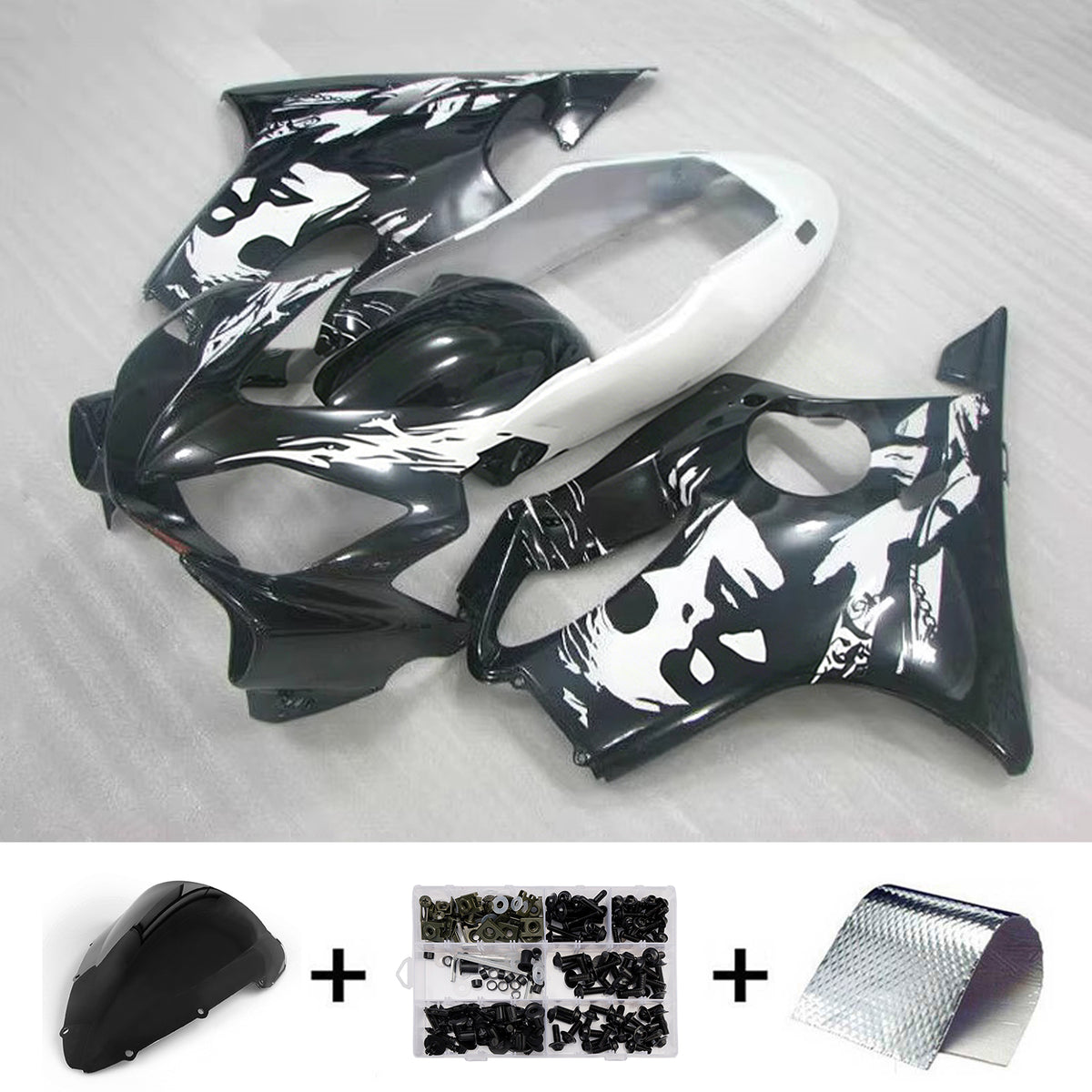 Amotopart 2004-2007 Honda CBR600 F4i Black White Fairing Kit
